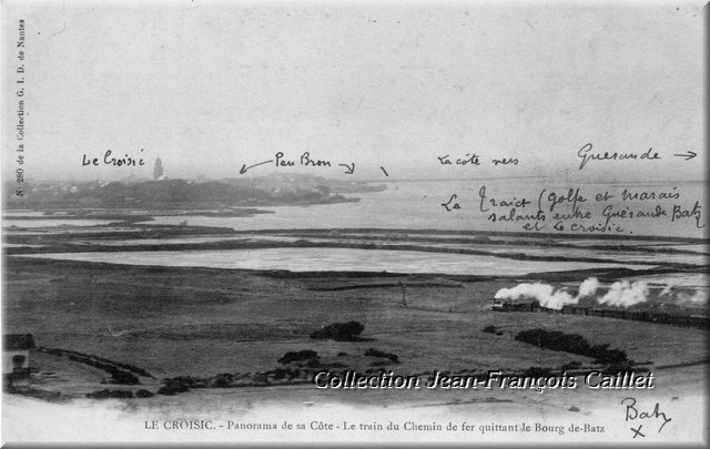 280 Le Croisic.- Panorama de sa Côte - Le train du Chemin de fer quittant le Bourg de-Batz