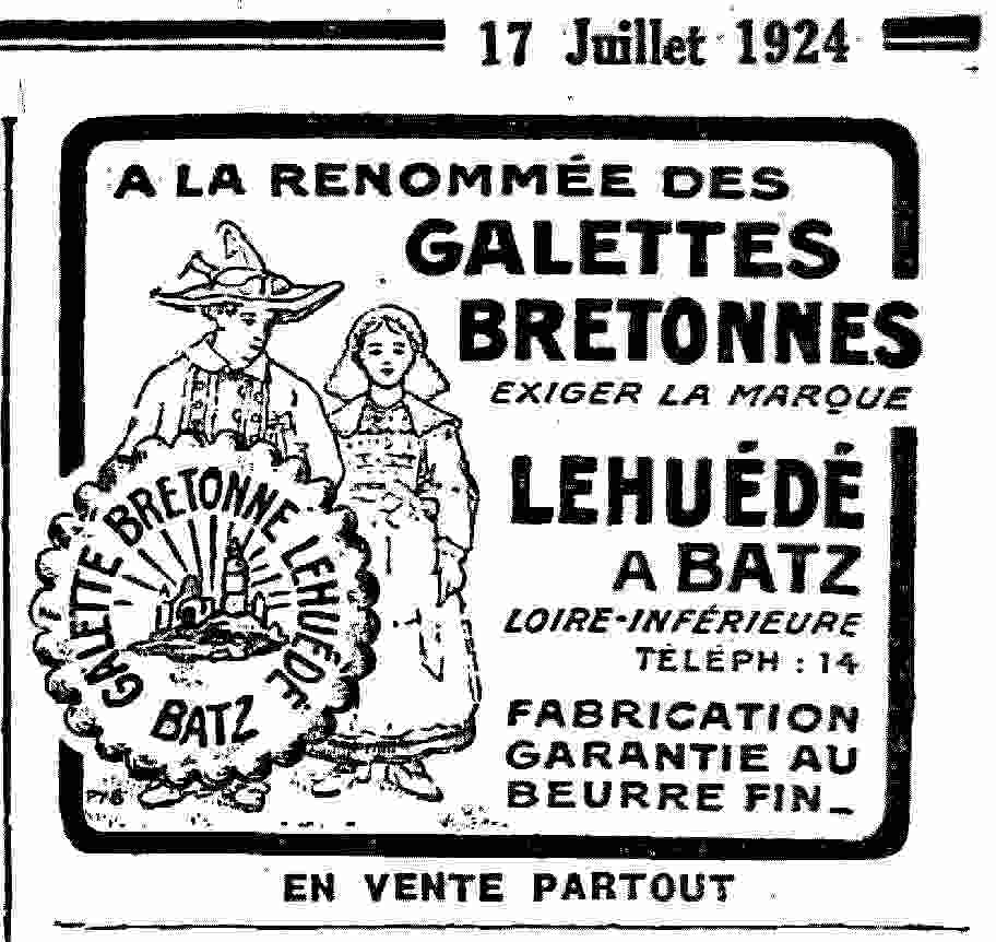 Publicité pour une entreprise Lehuédé en 1924.